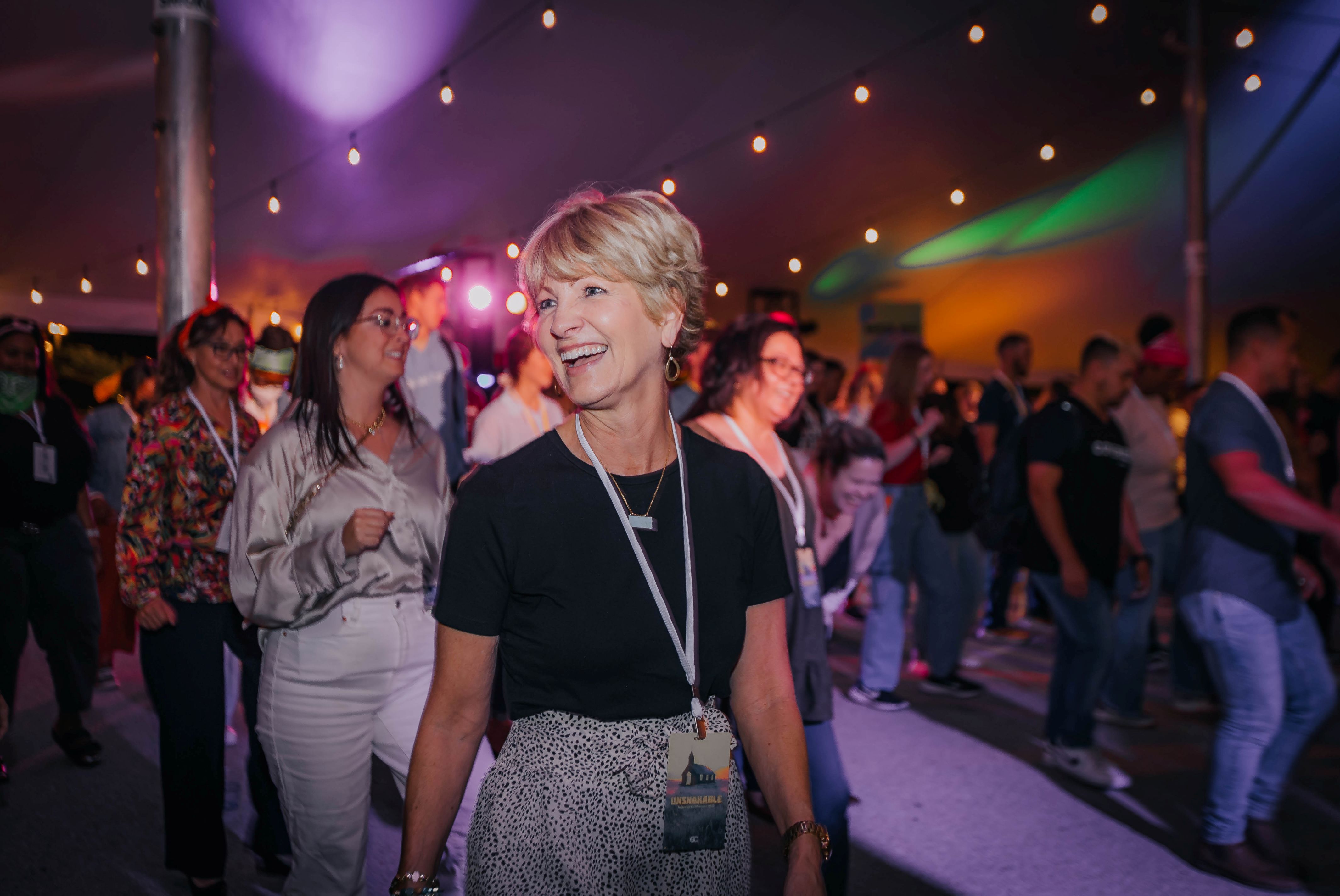 Woman walking smiling
